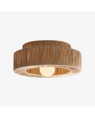 Welanery Rustieke Geweven Bamboe Lamp - Glazen Wand- of Plafondlamp voor Woonkamer en Hal HL2537