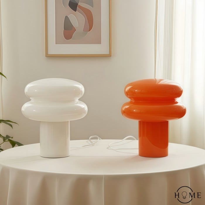 Orra Petite lampe de table opale – Lampe champignon en verre pour salon HL1782