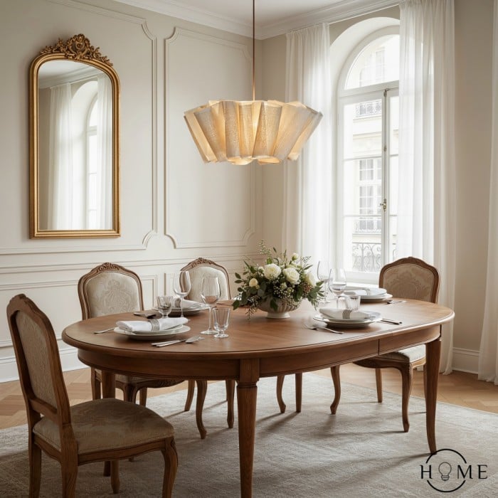 Abat-jour suspendu en tissu plissé en lin nordique HL1403