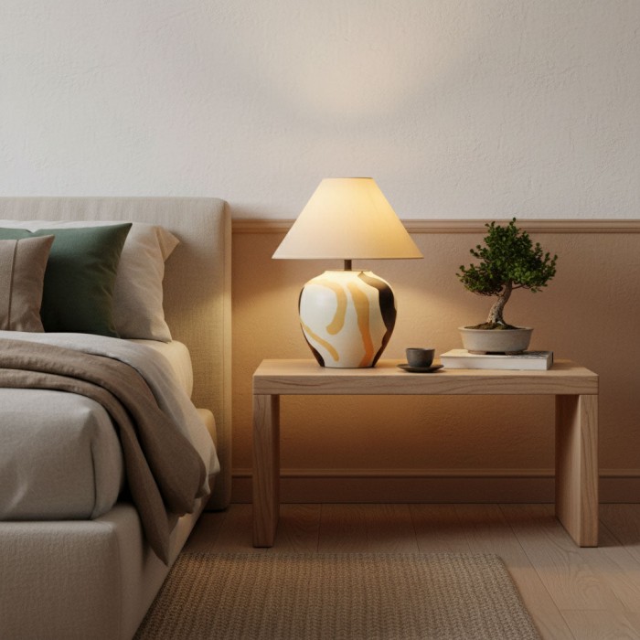 Abstracte keramische tafellamp met patroon HL2936