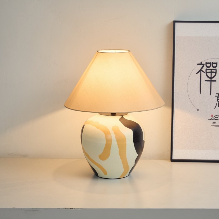 Abstracte keramische tafellamp met patroon HL2936