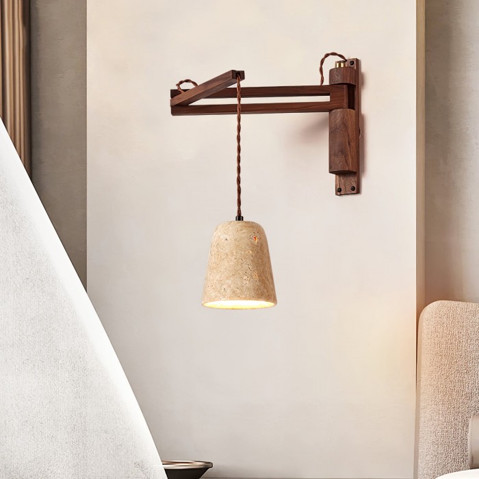 Verstelbare travertin koepel wandlamp HL2935