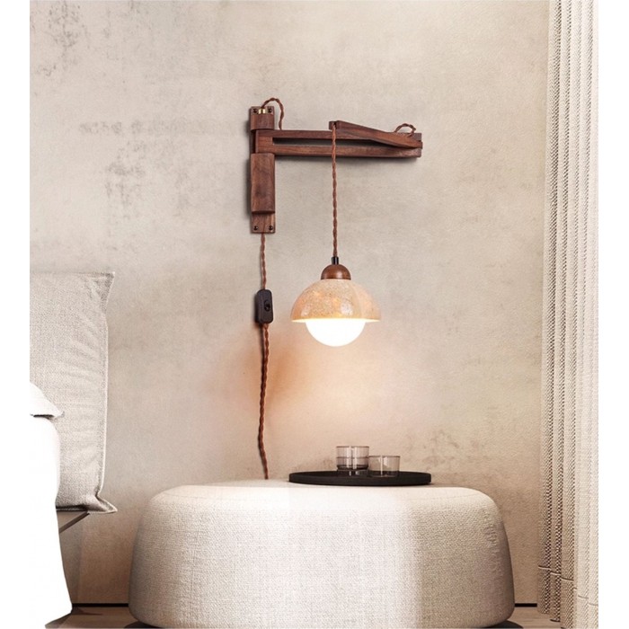 Verstelbare travertin koepel wandlamp HL2935