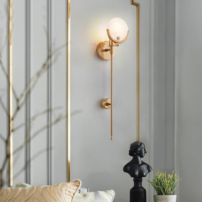 Ava Brass Alabaster Wall Lamp HL2941