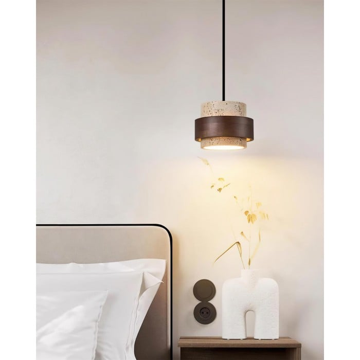 Lampada a sospensione Cole Travertino con spina HL2609