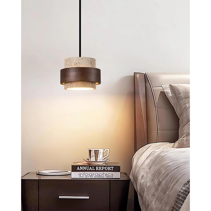 Lampada a sospensione Cole Travertino con spina HL2609