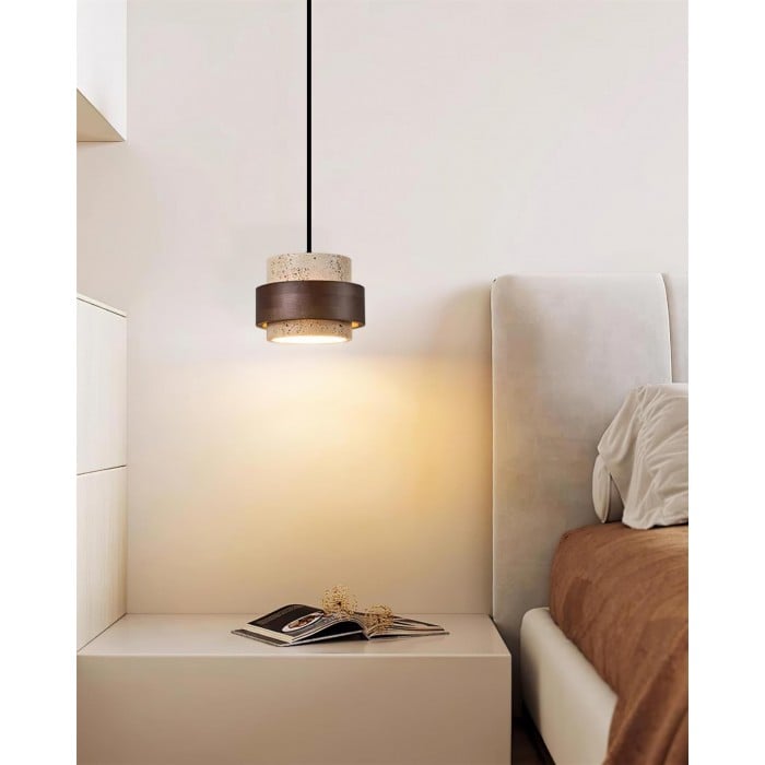 Lampada a sospensione Cole Travertino con spina HL2609