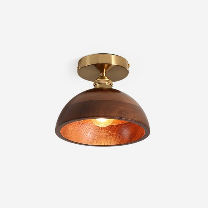 Plafondlamp met kraag van hout HL2788