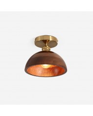 Plafondlamp met kraag van hout HL2788