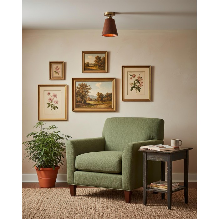 Plafondlamp met kraag van hout HL2788