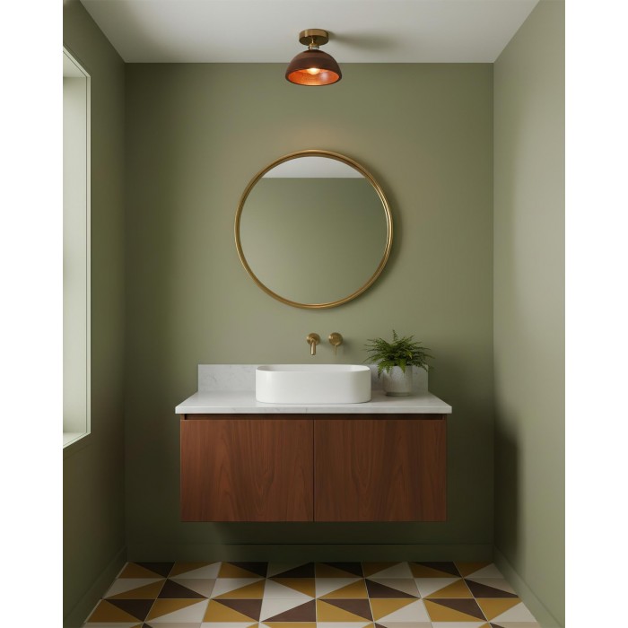 Plafondlamp met kraag van hout HL2788