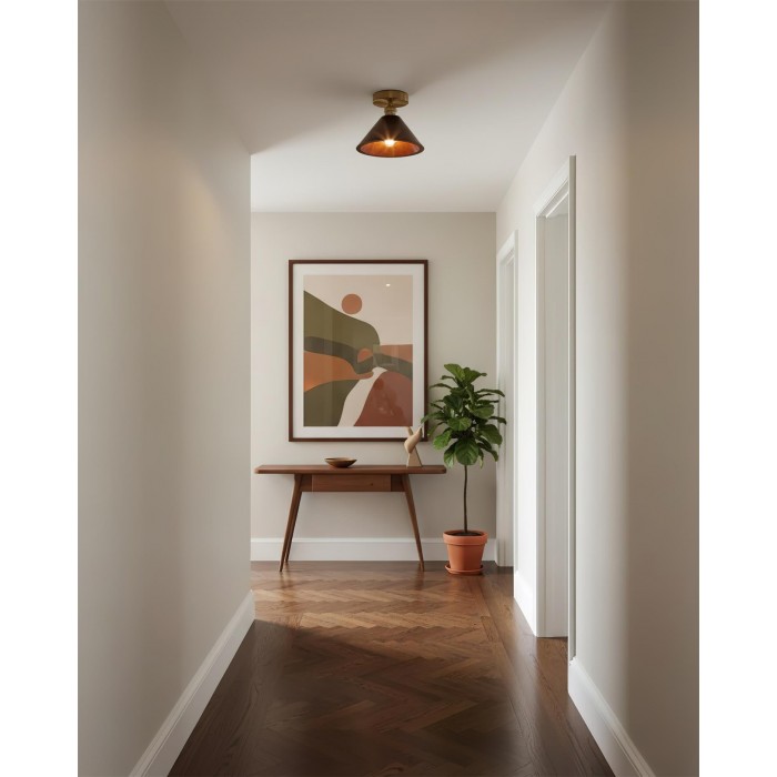 Plafondlamp met kraag van hout HL2788