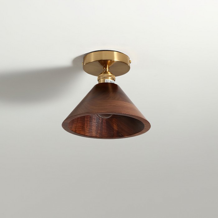 Plafondlamp met kraag van hout HL2788