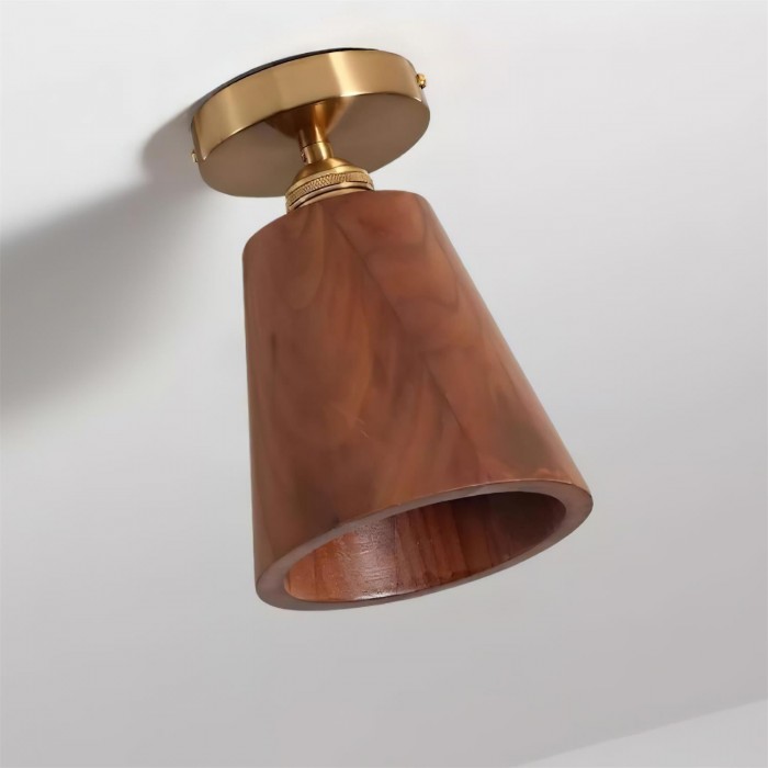 Plafondlamp met kraag van hout HL2788
