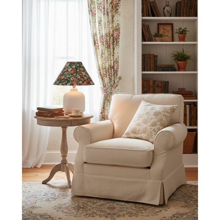 Tafellamp met groenblijvende bloemenprint HL2880