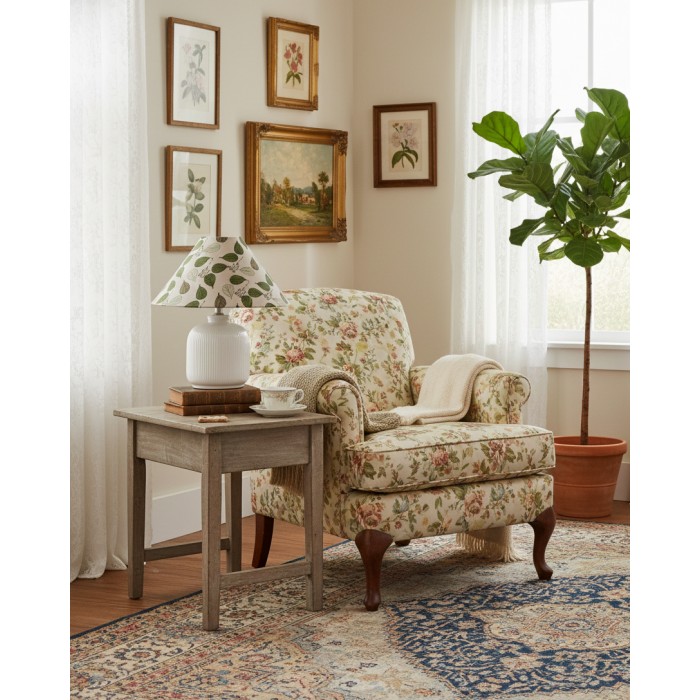 Tafellamp met groenblijvende bloemenprint HL2880