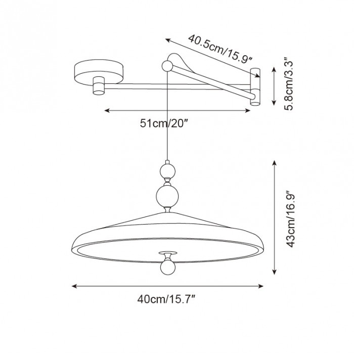 Hanglamp met zwenkarm HL2616