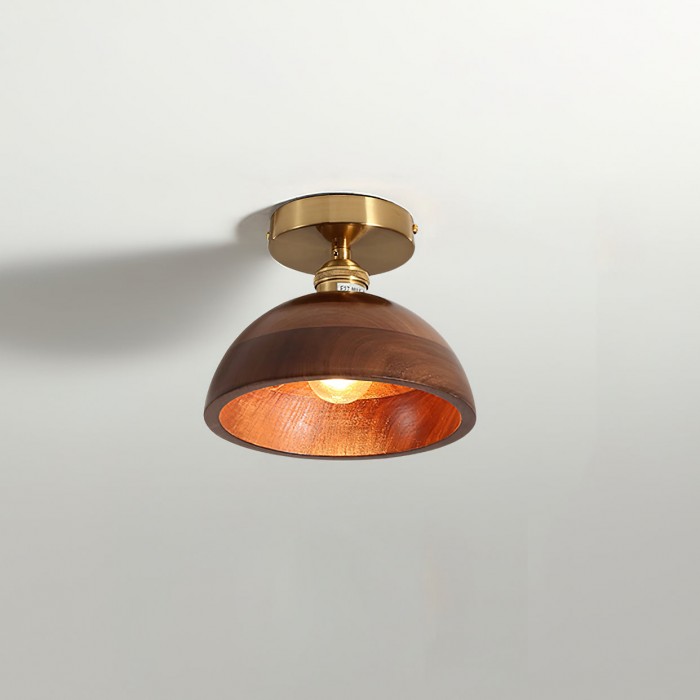 Plafondlamp met kraag van hout HL2788