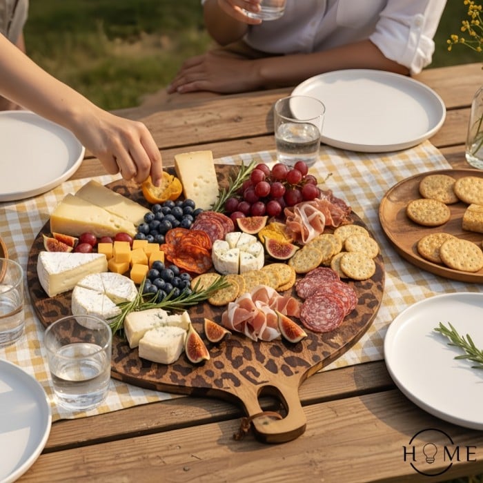 Lepwood Premium Leopard Print Mango Wood Chopping Serving Board for Table Styling and Entertaining HL2509