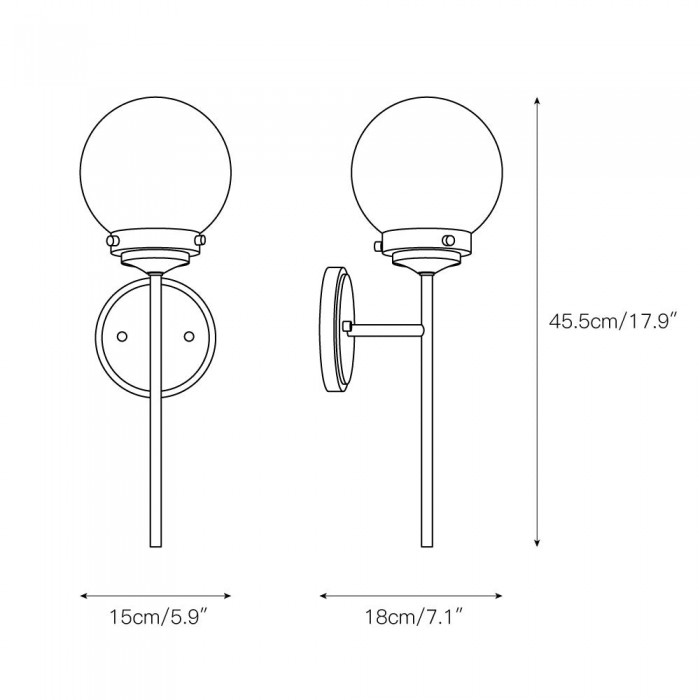 Lampada da parete in vetro Ayva HL3144