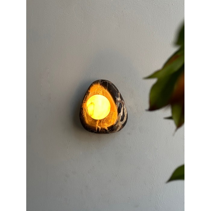 Zwarte parelmarmeren wandlamp HL3204