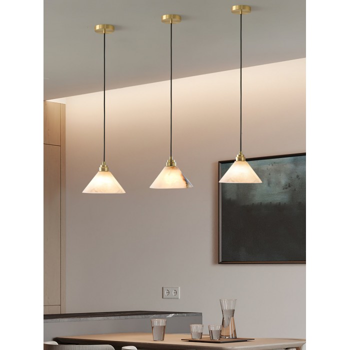 Conical Brass Alabaster Pendant Lamp HL2978