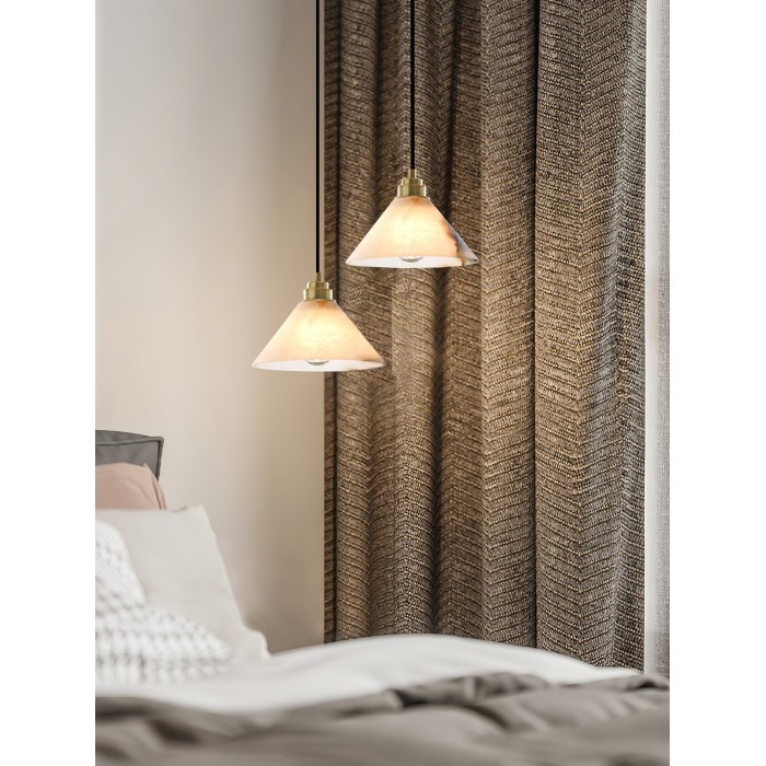 Conical Brass Alabaster Pendant Lamp HL2978