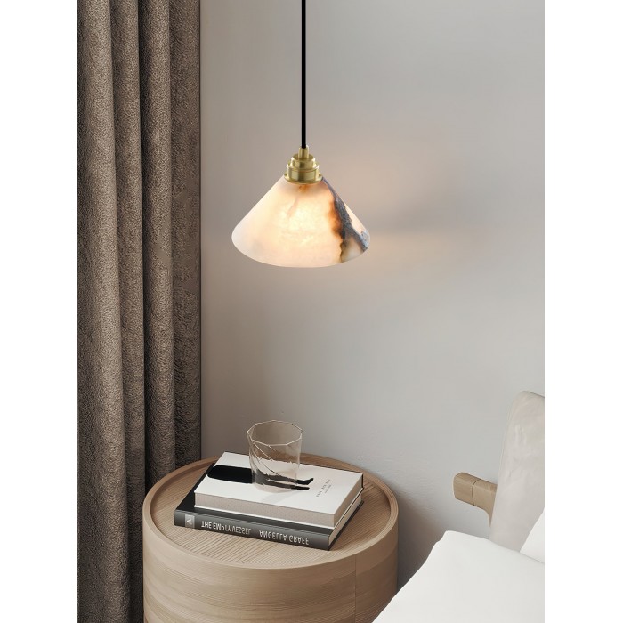 Conical Brass Alabaster Pendant Lamp HL2978