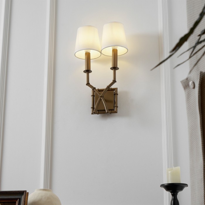 Applique murale double bras en bambou HL3139
