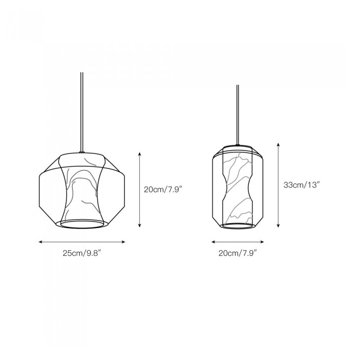 Pendelleuchte aus Glas und Alabaster HL2997