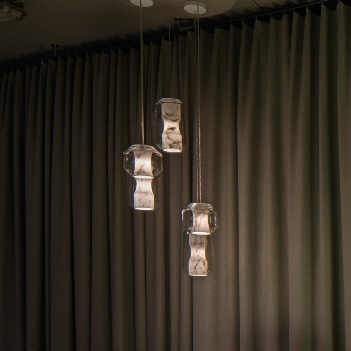 Pendelleuchte aus Glas und Alabaster HL2997