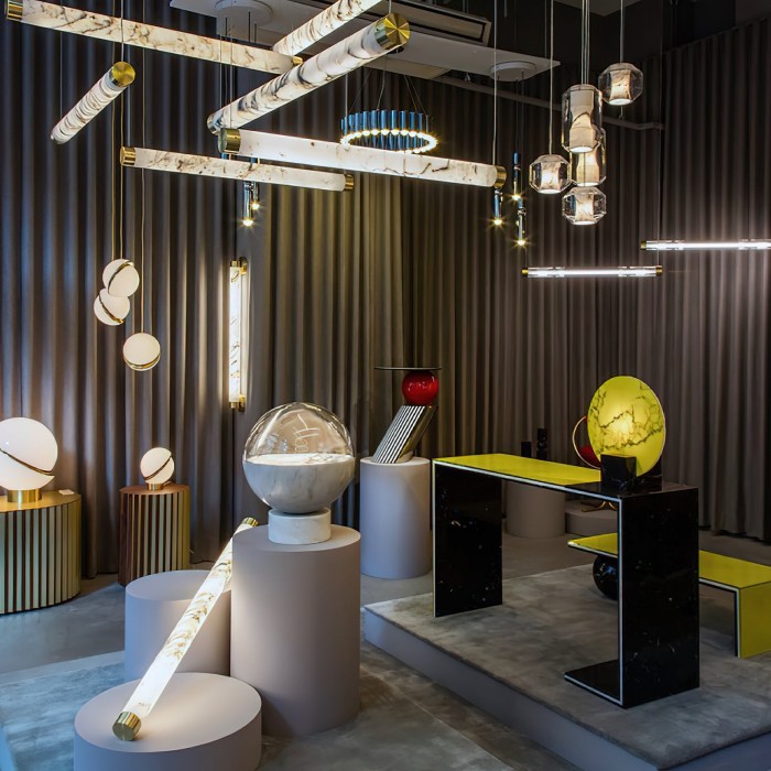 Pendelleuchte aus Glas und Alabaster HL2997