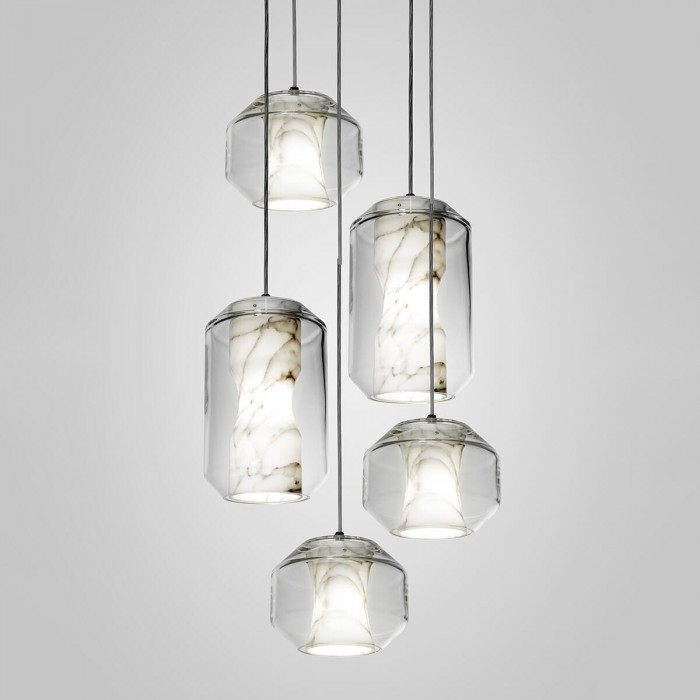 Pendelleuchte aus Glas und Alabaster HL2997