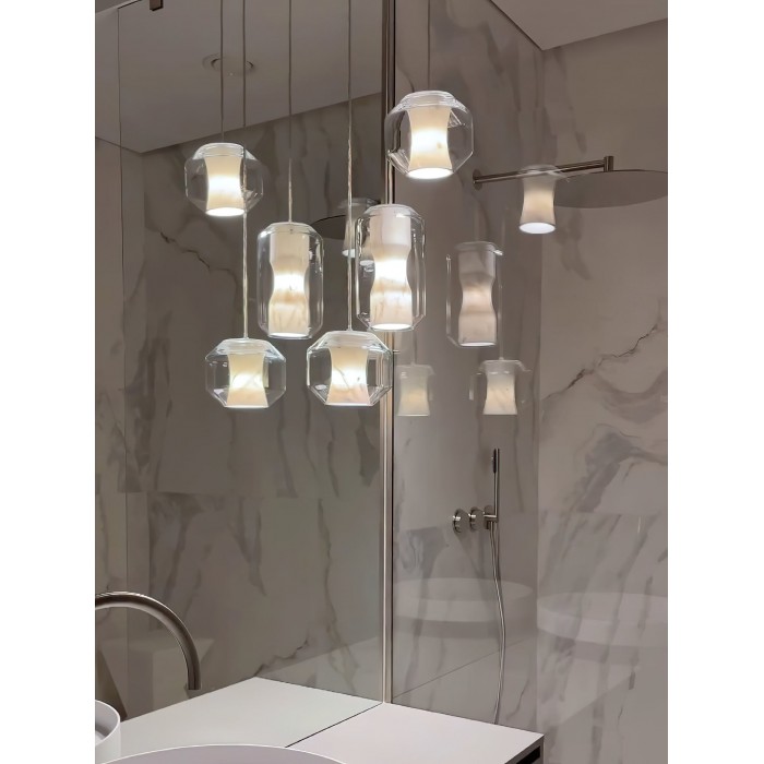 Pendelleuchte aus Glas und Alabaster HL2997