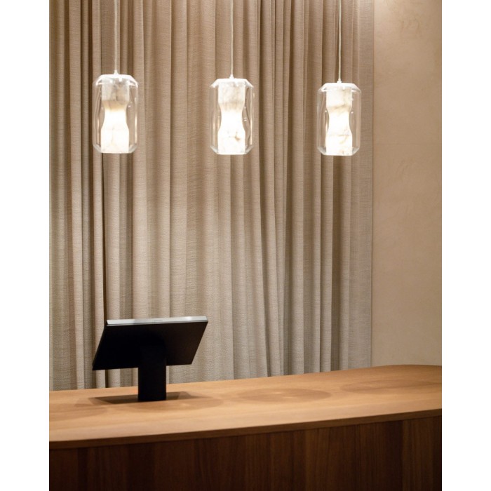 Pendelleuchte aus Glas und Alabaster HL2997