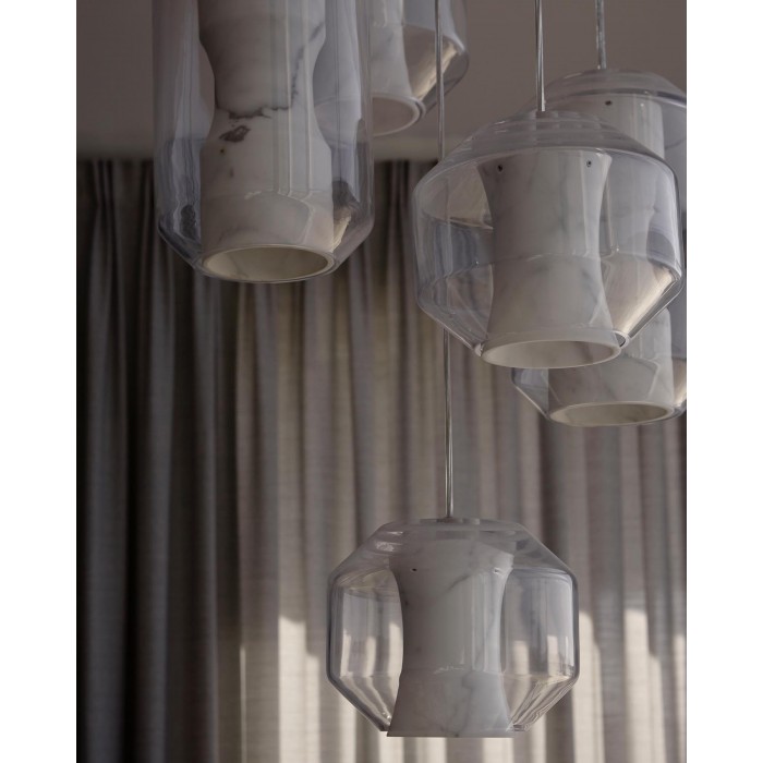 Pendelleuchte aus Glas und Alabaster HL2997