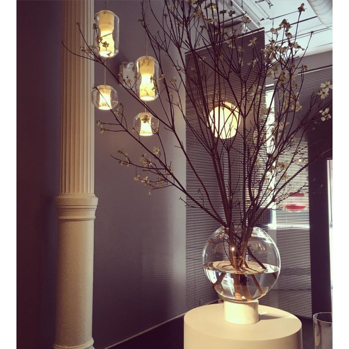 Pendelleuchte aus Glas und Alabaster HL2997