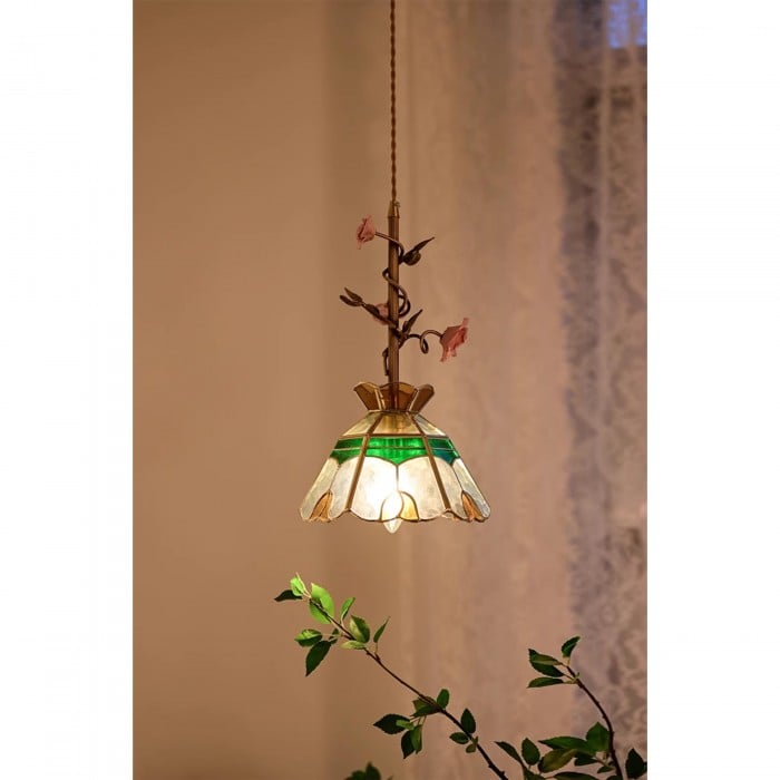 Lalique Lampe à suspension en verre rose HL3227