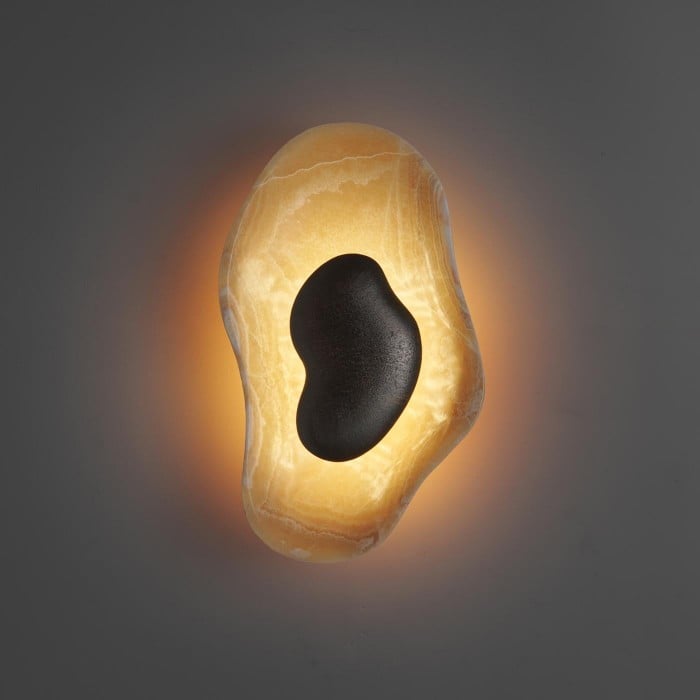 Wandlamp van gehamerd oesterkleurig onyx HL3278