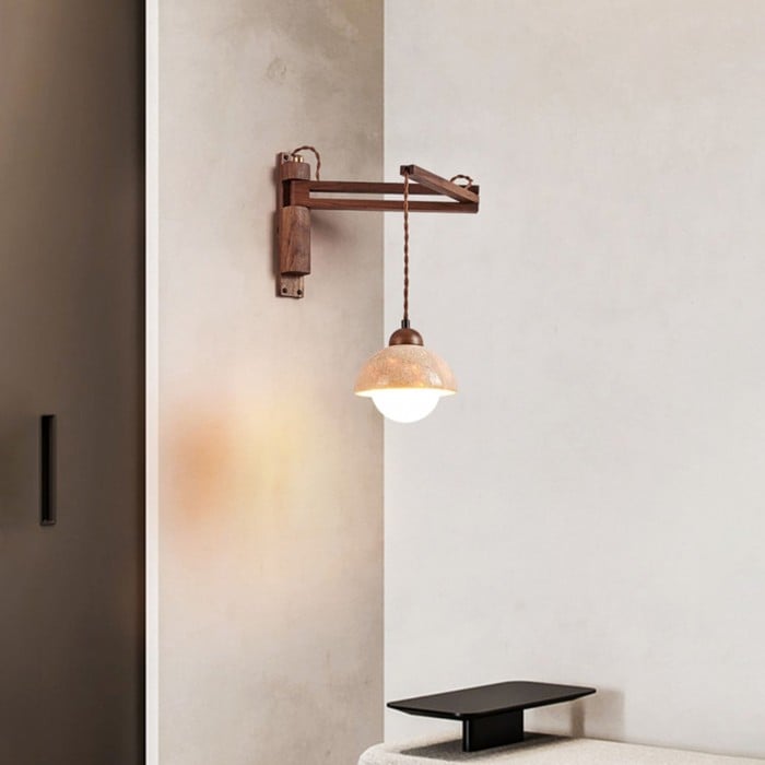 Aplique de pared enchufable con brazo oscilante Tia Travertine HL3238