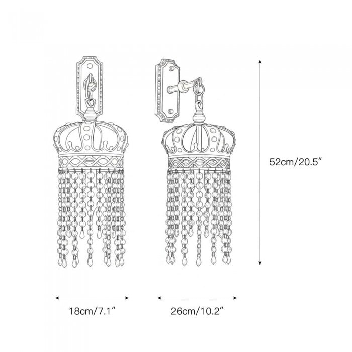 Lámpara de pared Timon Brass Crown HL3298