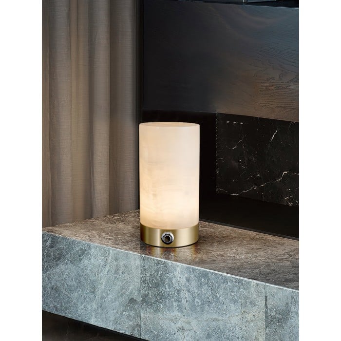 Lampada da tavolo Totem in alabastro (con batteria integrata) HL3052