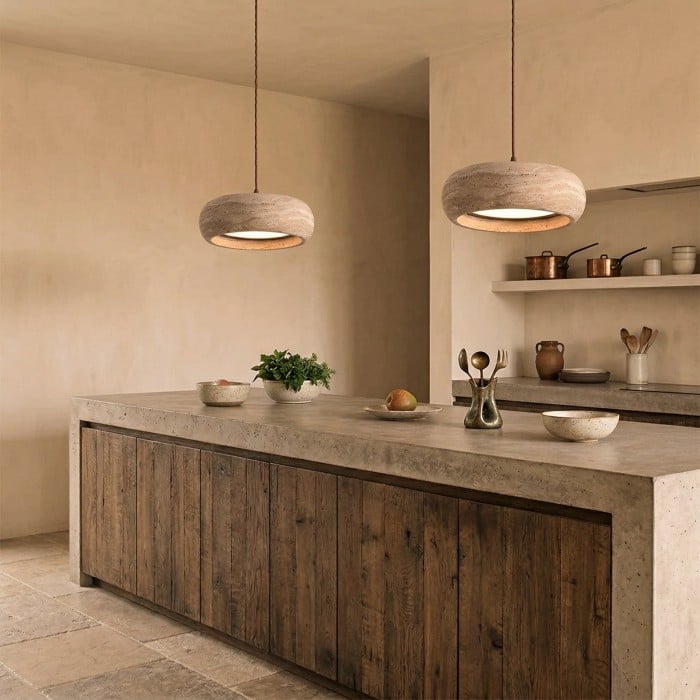 Travertine Drum Pendant Lamp HL3161