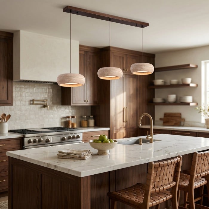 Travertine Drum Pendant Lamp HL3161