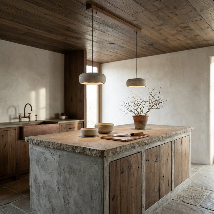 Travertine Drum Pendant Lamp HL3161