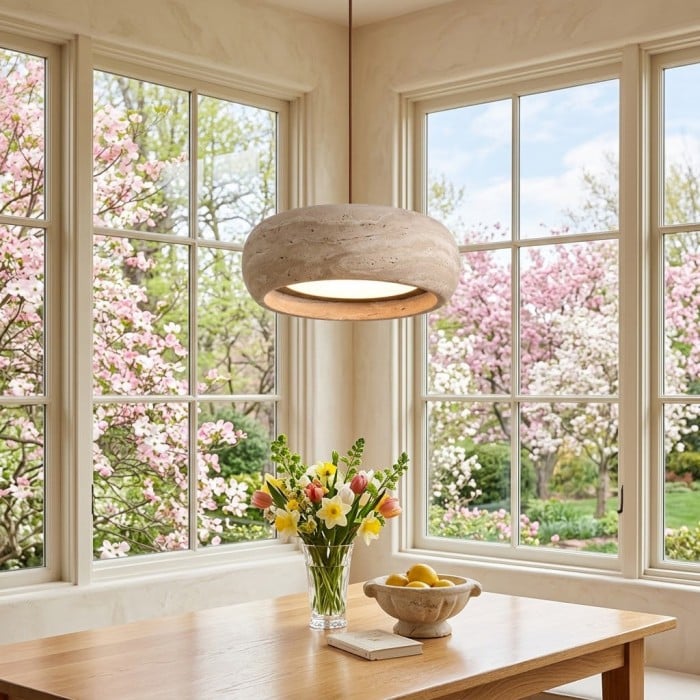 Travertine Drum Pendant Lamp HL3161