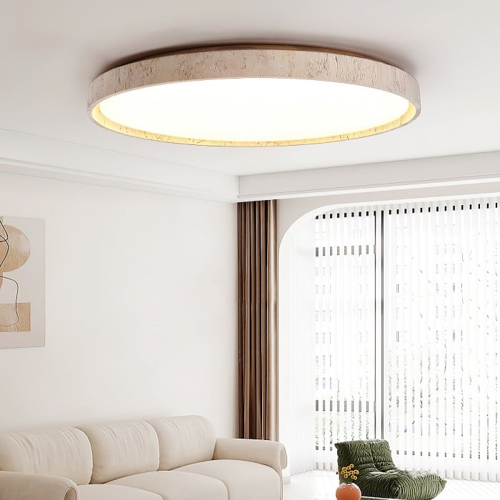 Ultra-thin Round Travertine Ceiling Lamp HL3243