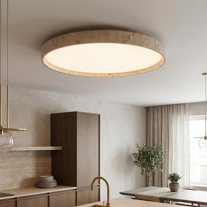 Ultra-thin Round Travertine Ceiling Lamp HL3243