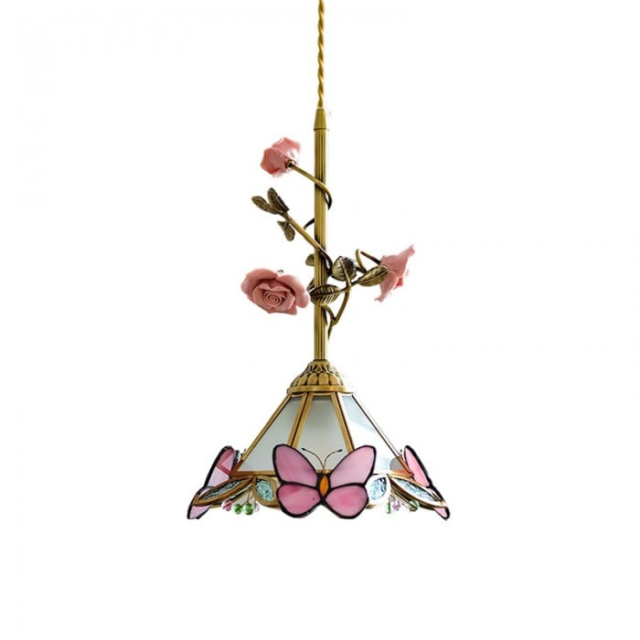 Lalique Lampe à suspension en verre rose HL3227