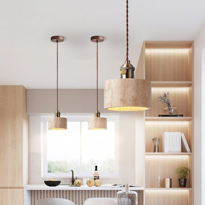 Alagusmo Minimalistische Travertin-Pendelleuchte HL3445